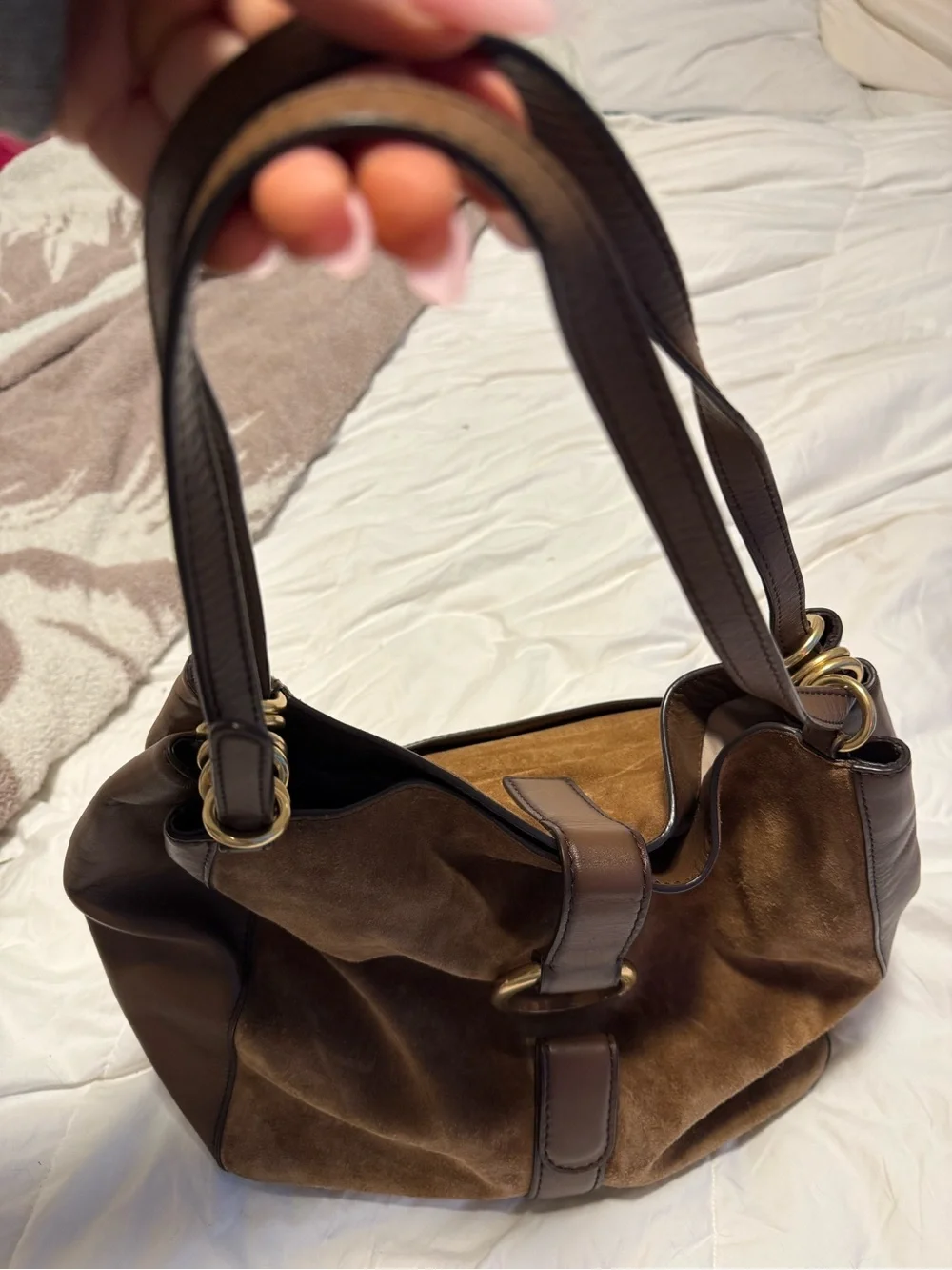 Michael Kors Brown Suede & Leather Shoulder Bag